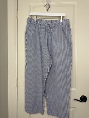 H&M Linen Blend Striped Drawstring Trousers - Women’s Size Medium